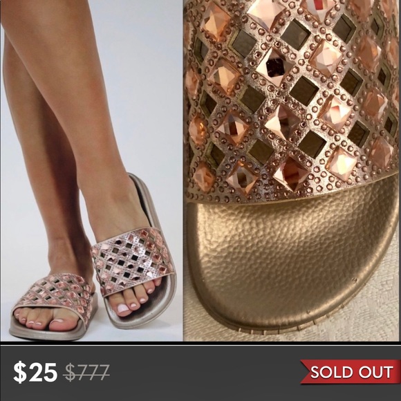 @SOULCRUSHER716 Shoes - 3D LASER CUT ROSE GOLD DIAMOND SLIDE